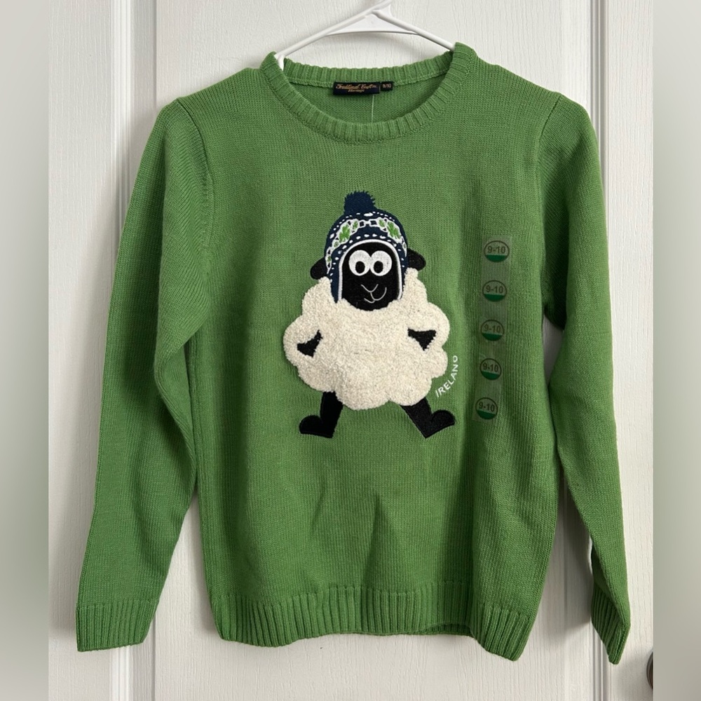 Traditional Craft Heritage NWT Ireland Sheep Sweater Green Kids Sz 9/10